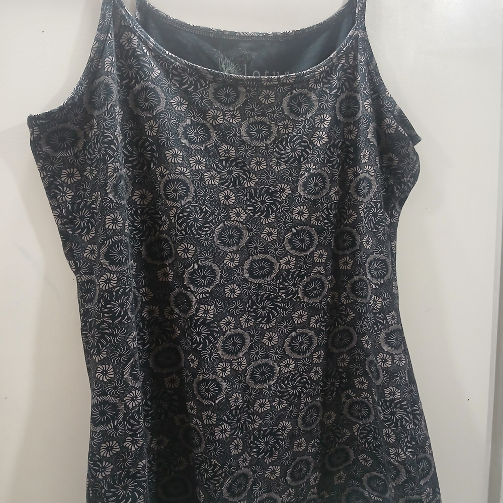 ORGANIC COTTON  Black and Gray Floral Tank Top